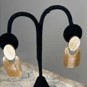 Elegant Cream and Tan buffalo horn earrings